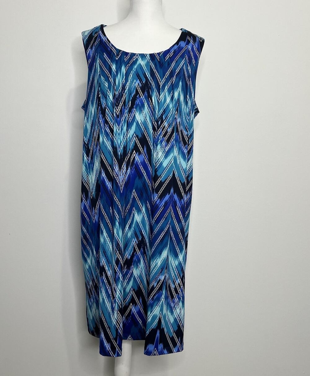 Ronni Nicole Sleeveles Blue Multicolor Dress Size 14 Shift Vacation Cruise Comfy